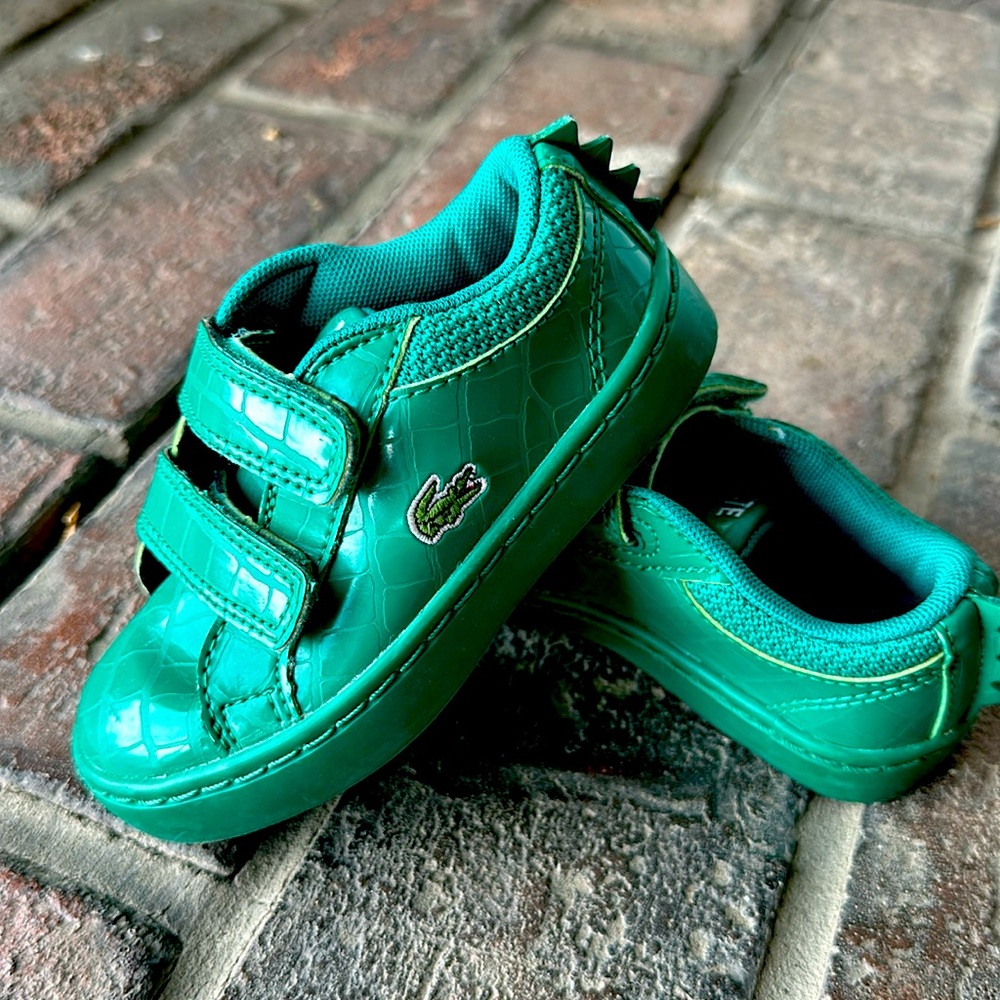 Lacoste Crocodile Green Toddler Velcro Sneaker Shoes Size 7